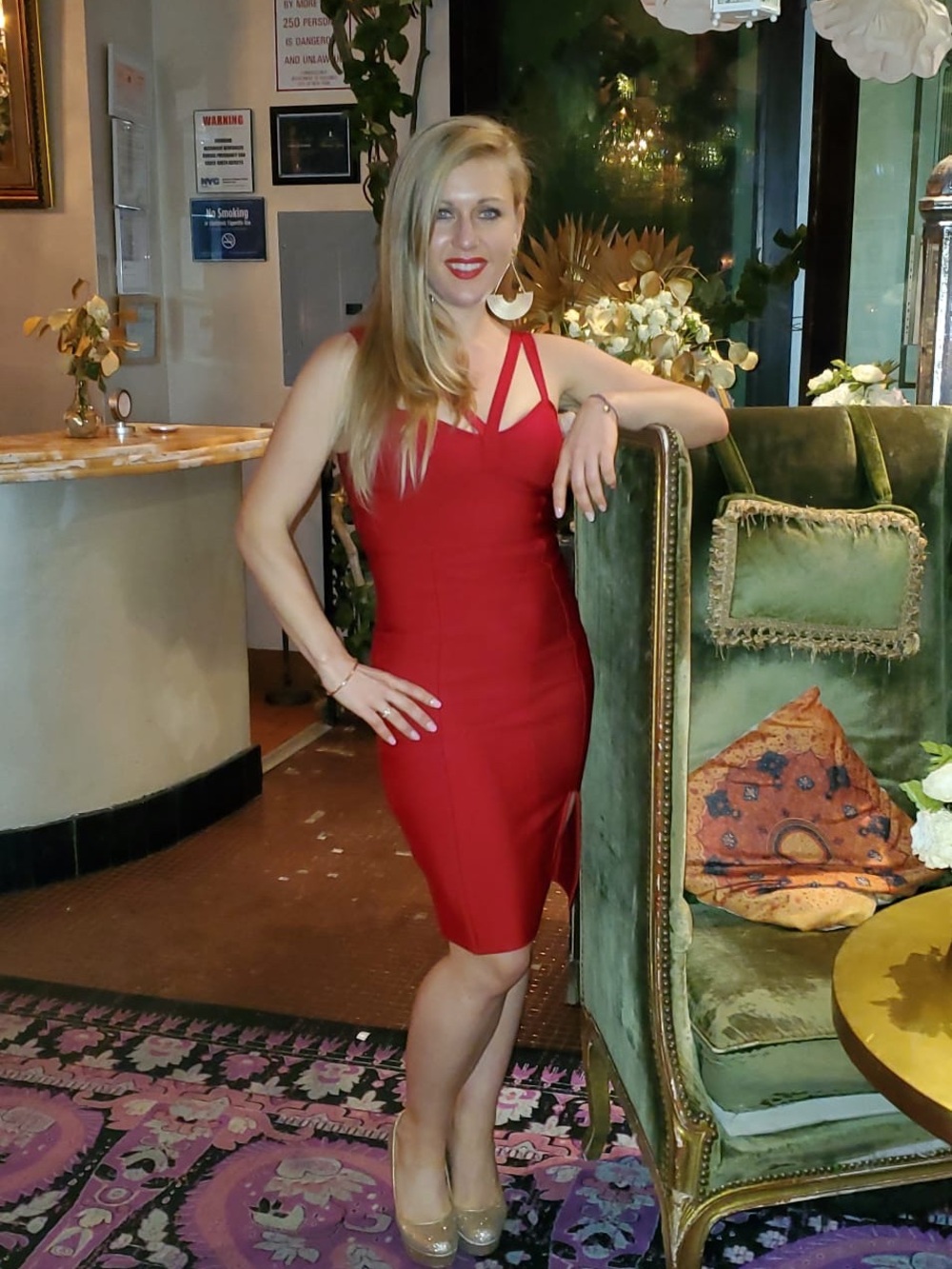 Red Strappy Bodycon Midi Dress